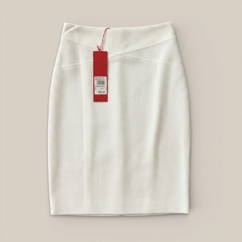 Boss Hugo Boss Rylas NWT Off White Textured Pencil Skirt 6 Cupro Lined